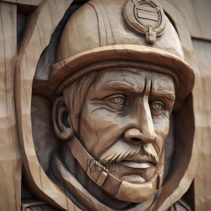 Head of fireman 2 stl model for CNC